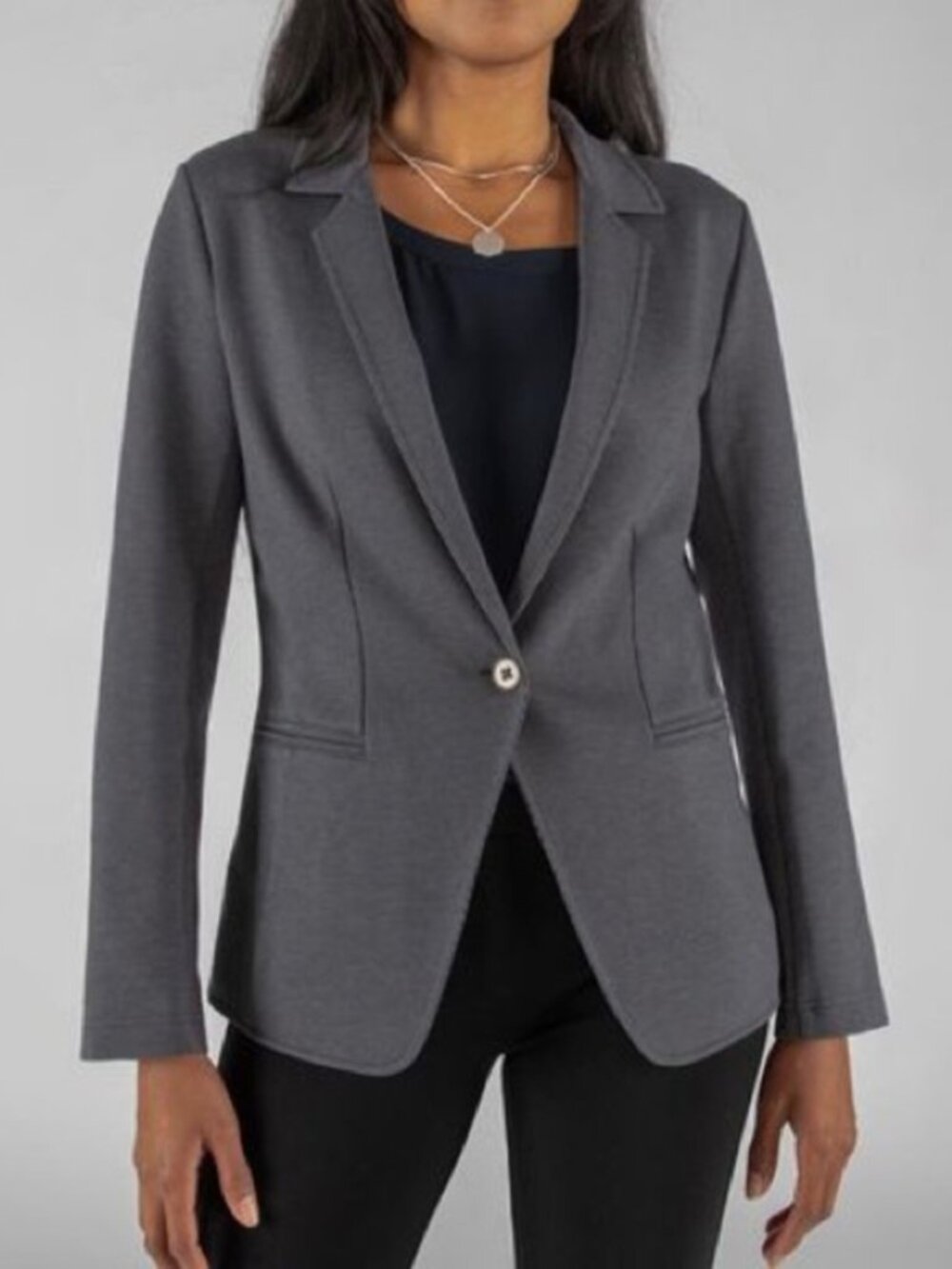 New Betabrand Silver Pinstripe Transcendent Ponte Stretch Blazer Medium